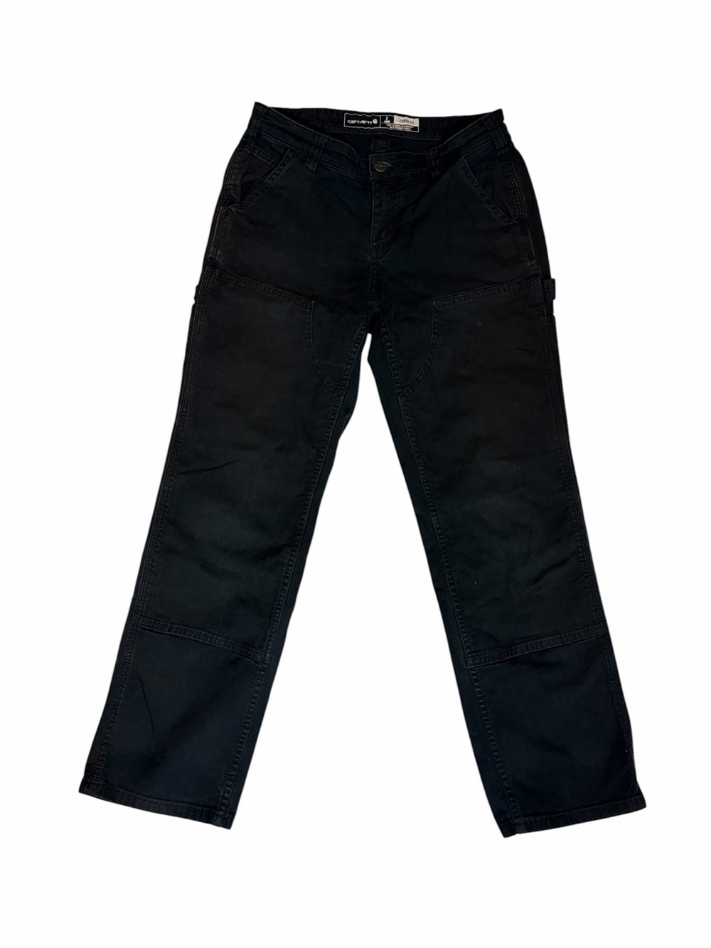 Carhartt Black Rugged Flex Loose Fit Canvas Double Front Work Pants with Stain